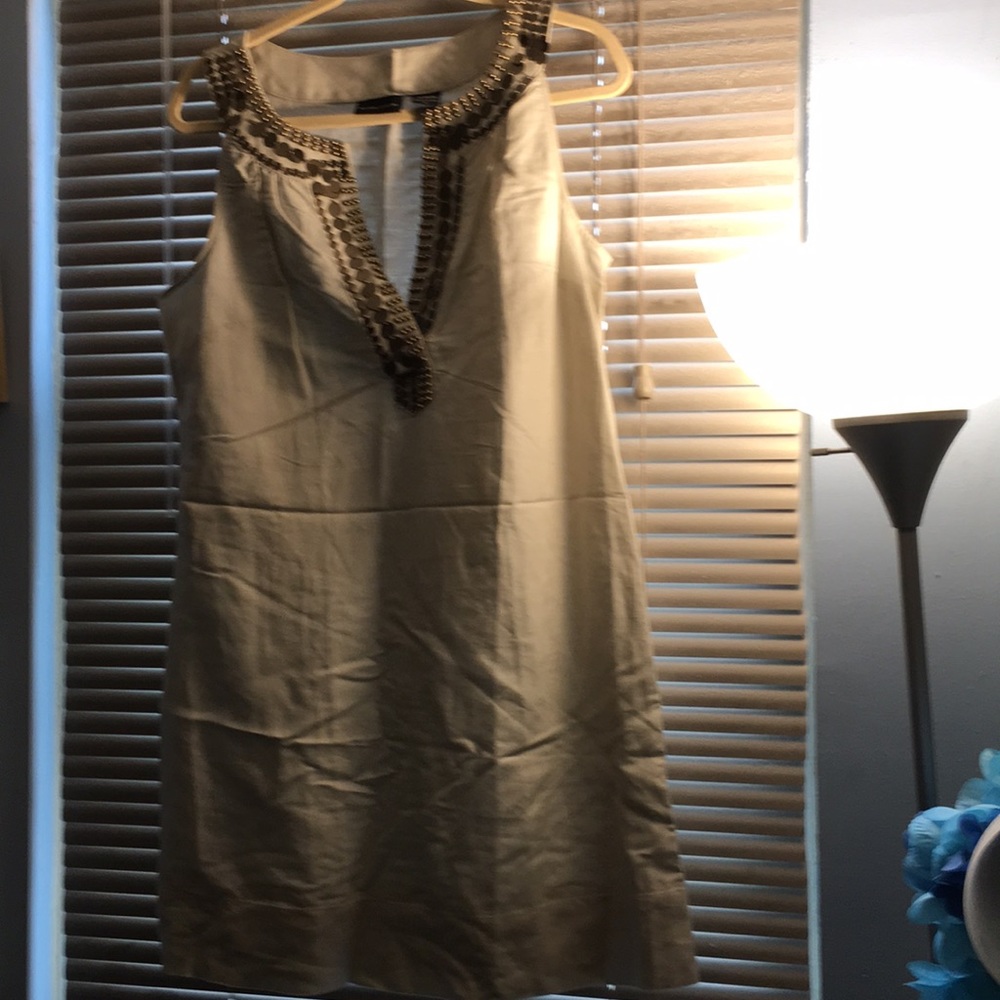 Shift Dress With Beaded Split Collar - image 1